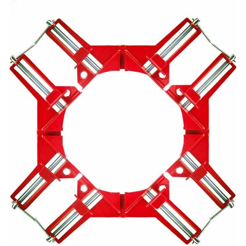 foto del prodotto morsetto ad angolo retto da 90 gradi, set di 4 ganasce per morsa ad angolo regolabile per lavorazione del legno, morsetto ad angolo rosso per