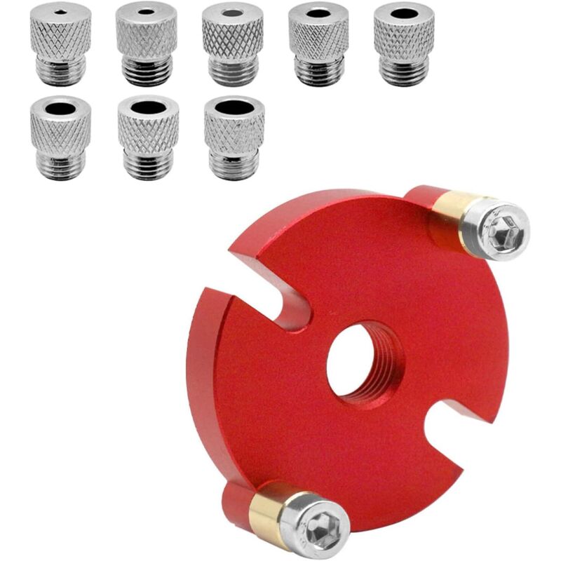 foto del prodotto morsetto autocentrante per lavorazione del legno con attacco per punta da trapano da 3-10 mm per il centraggio di tasselli in tronchi