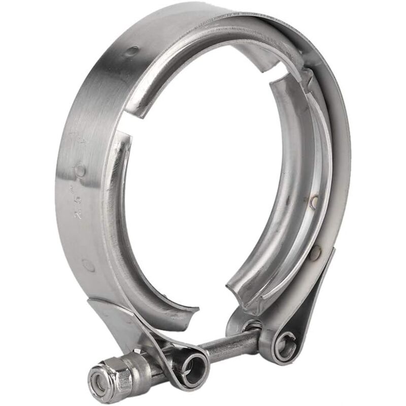 foto del prodotto morsetto di scarico turbo, universale in acciaio inox da 2,5 pollici 63 mm auto v band turbo downpipe morsetto di scarico vite m6