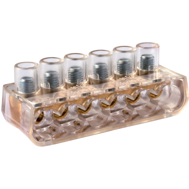 foto del prodotto morsetto forbox a 6 fori, sezione 5x6mm e 1x10mm , 6 poli, 450v 41a wimex 6003066