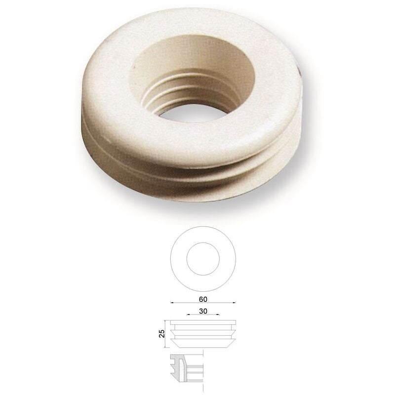 foto del prodotto morsetto gomma bianca per vasi foro mm.60, canotti mm.30 137200gb
