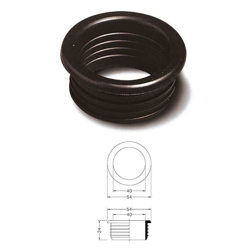 foto del prodotto morsetto gomma nera per curve tecniche mm.46, canotti mm.40 197000gn