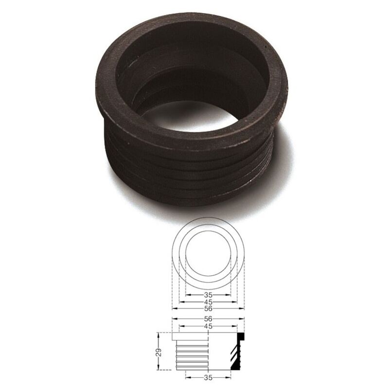 foto del prodotto morsetto gomma nera per curve tecniche mm.50, canotti mm.40 207800gn