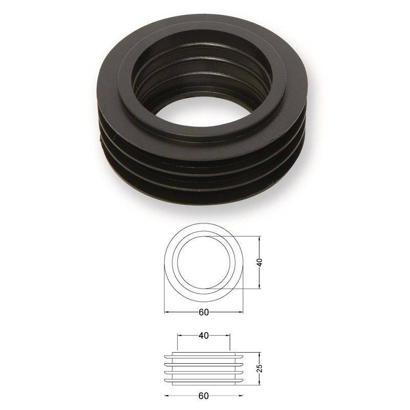 foto del prodotto morsetto gomma nera per vasi foro mm.52 - canotti mm.40 227900gn