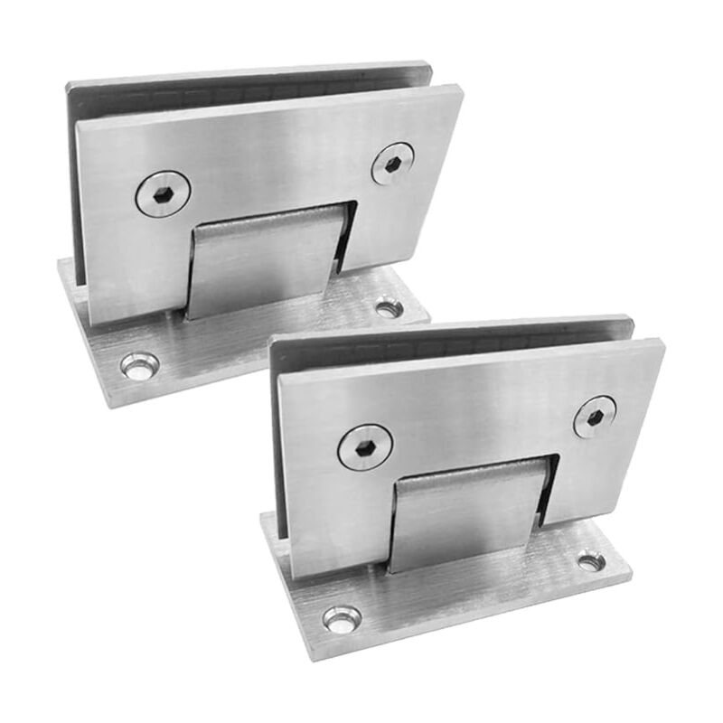 foto del prodotto morsetto per bagno resistente da 2 pezzi, cerniera per porta in vetro in acciaio inossidabile, cerniera per porta in vetro fissa bidirezionale,