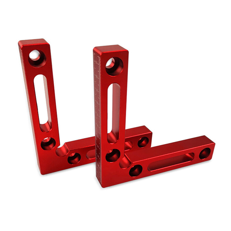 foto del prodotto morsetto per carpentieri ad angolo retto da 90 , morsetto in lega di alluminio a forma di l con righello di fissaggio angolare per la lavorazione del