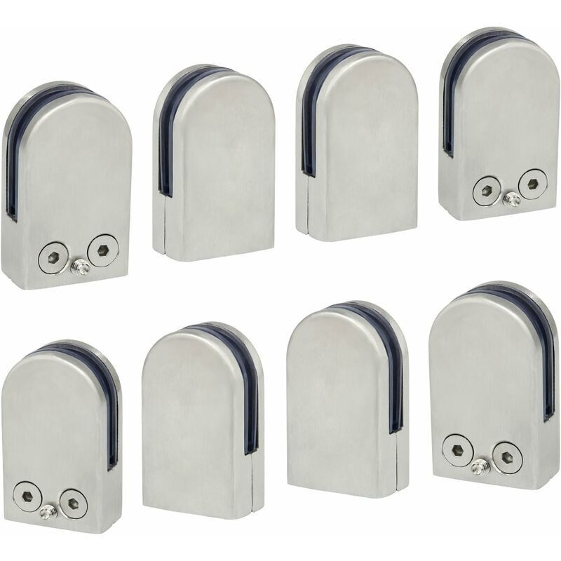 foto del prodotto morsetto per vetro 8 pezzi 6 8 mm , supporto per morsetto per vetro in acciaio inossidabile 304, clip piatta, corrimano, balaustra, scala