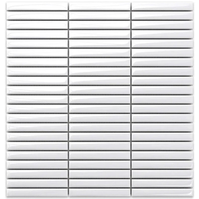 foto del prodotto mosaico in ceramica su rete per bagno o cucina 28.2cm x 29cm white bamboo