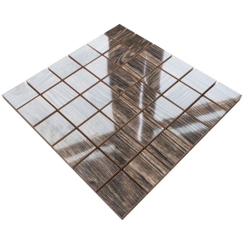 foto del prodotto mosaico in ceramica su rete per bagno o cucina 30 cm x 30 cm earth wood