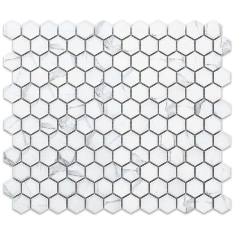 foto del prodotto mosaico in ceramica su rete per bagno o cucina 30cm x 26xcm marble hive