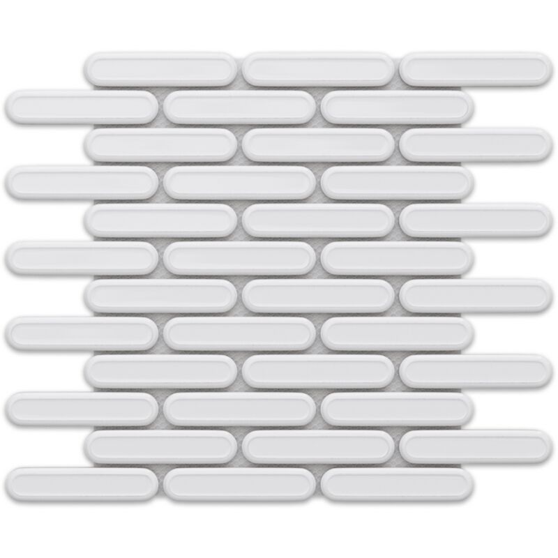 foto del prodotto mosaico in ceramica su rete per bagno o cucina 30cm x 30.5cm white savoiardi