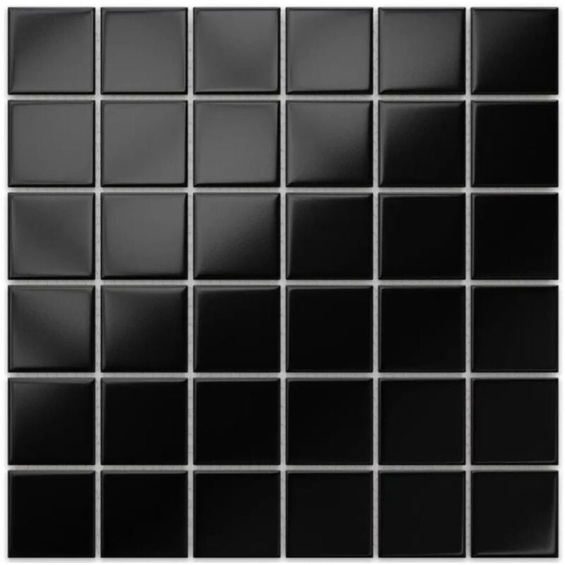 foto del prodotto mosaico in ceramica su rete per bagno o cucina 30cm x 30cm black chaturanga