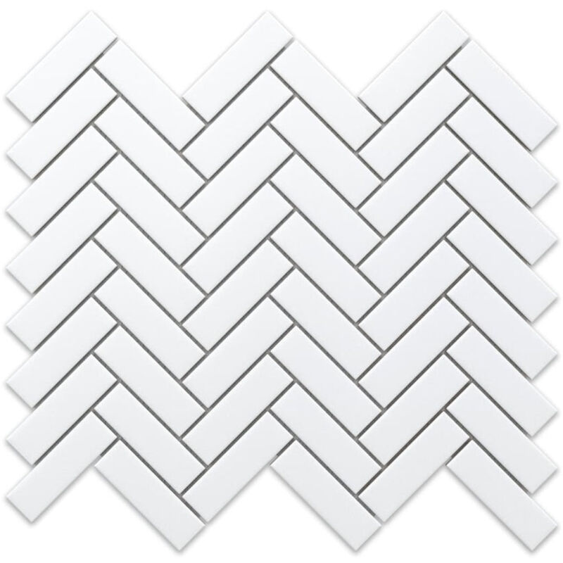 foto del prodotto mosaico in ceramica su rete per bagno o cucina 31.5cm x 27.7cm white forest