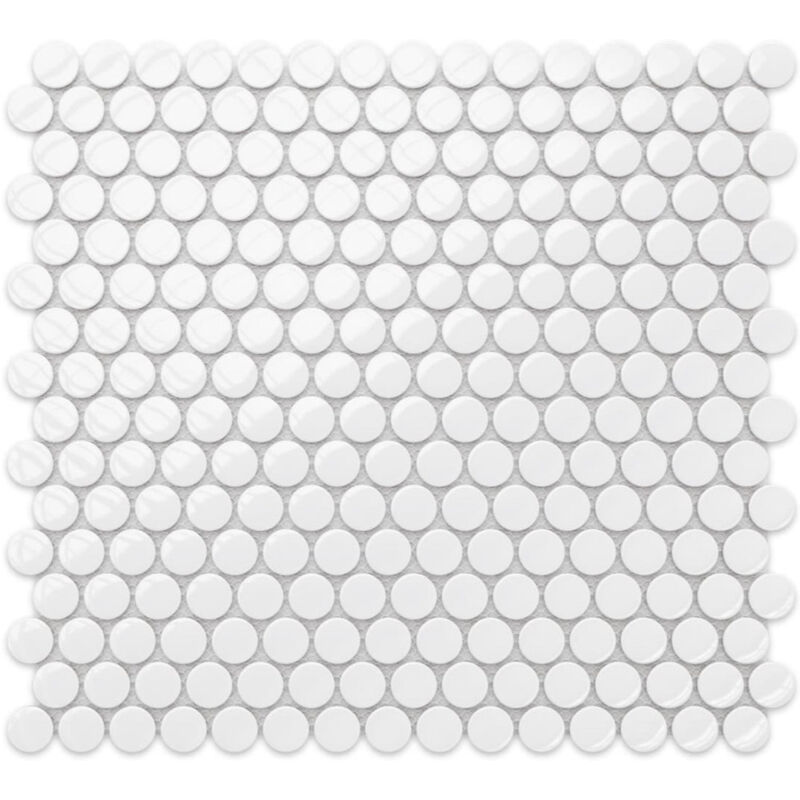 foto del prodotto mosaico in ceramica su rete per bagno o cucina 31.7cm x 29.3cm snowballs