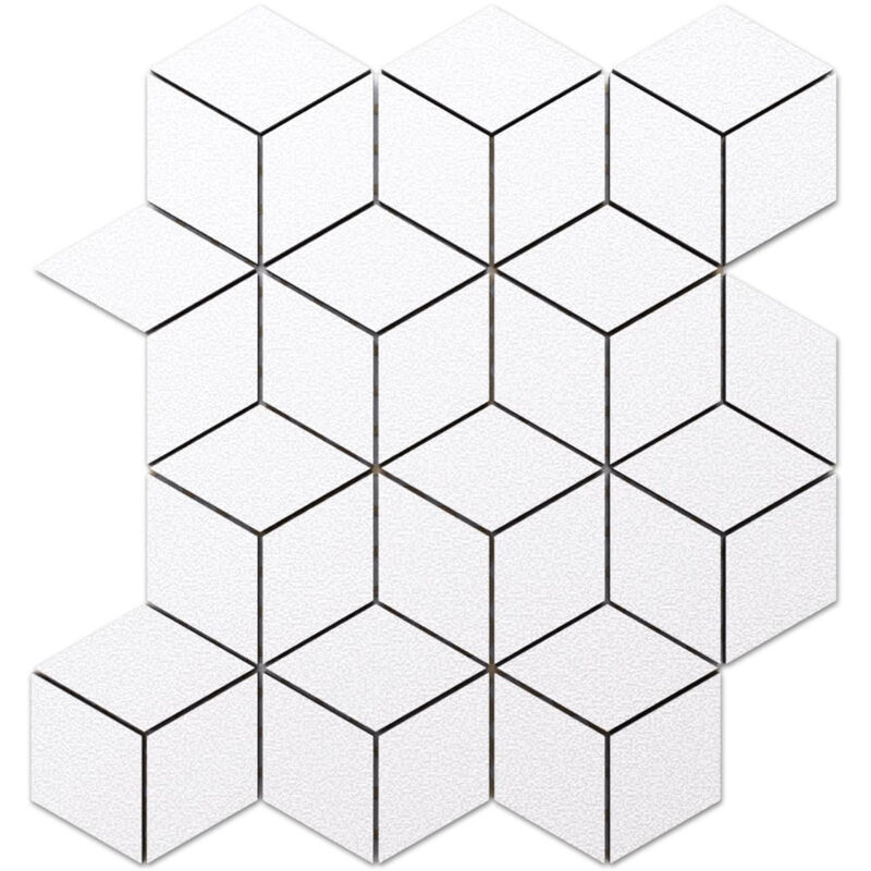 immagine 0 del prodotto mosaico in gres su rete per bagno o cucina 30.5 cm x 26.5 cm white diamod romb