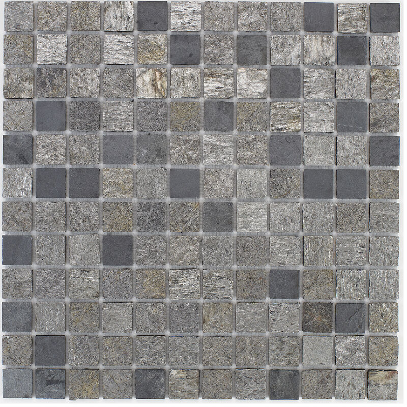 foto del prodotto mosaico in pietra naturale 30 x 30 cm piastrella 2,5 x 2,5 cm misto grigio
