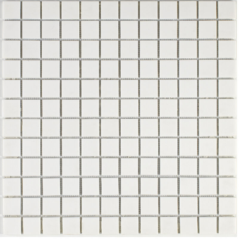 foto del prodotto mosaico in solid surface 30 x 30 cm piastrella 2,5 x 2,5 cm bianco puro liscio