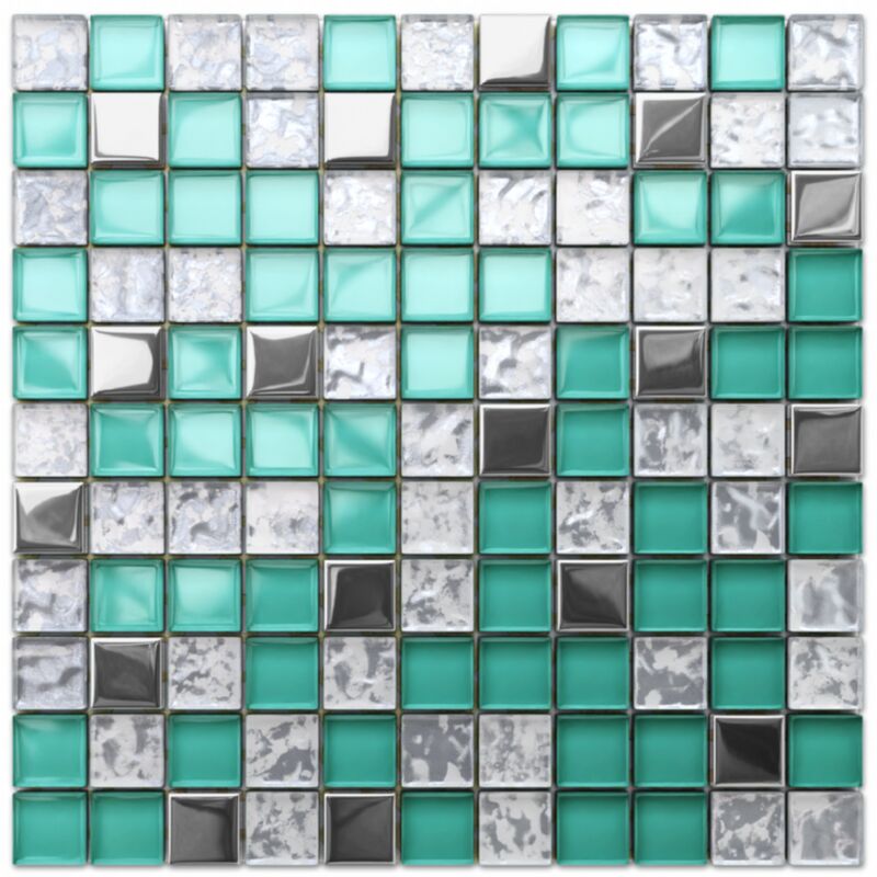 foto del prodotto mosaico in vetro su rete per bagno e cucina 30cm x 30cm allende