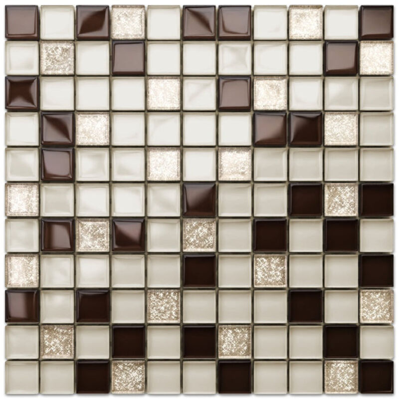 foto del prodotto mosaico in vetro su rete per bagno e cucina 30cm x 30cm bejge monte carlo