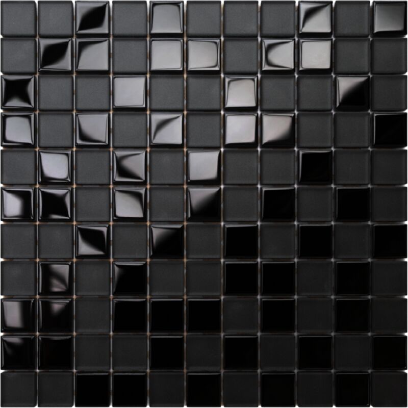foto del prodotto mosaico in vetro su rete per bagno e cucina 30cm x 30cm - black obsidian