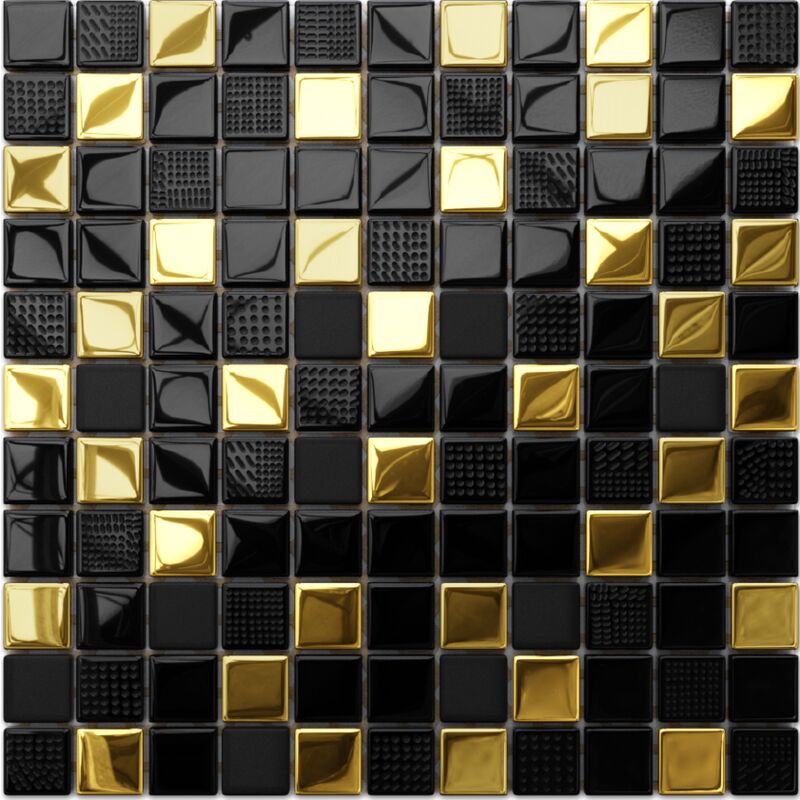 foto del prodotto mosaico in vetro su rete per bagno e cucina 30cm x 30cm el dorado
