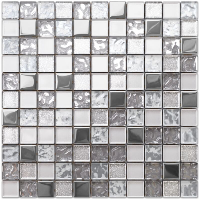 foto del prodotto mosaico in vetro su rete per bagno e cucina 30cm x 30cm freezing rain