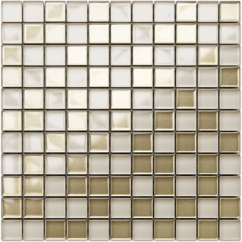 foto del prodotto mosaico in vetro su rete per bagno e cucina 30cm x 30cm macchiato