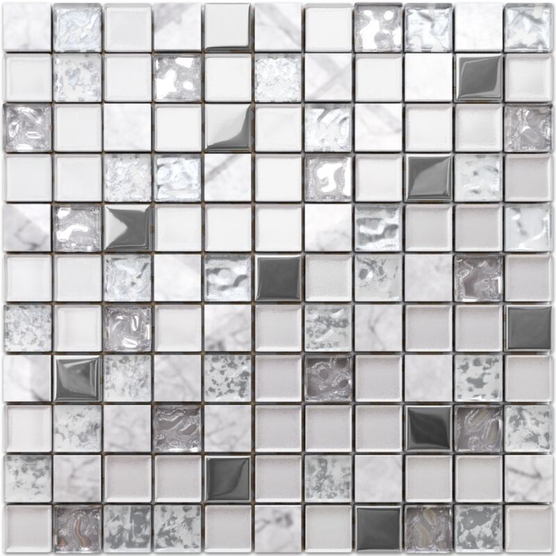 foto del prodotto mosaico in vetro su rete per bagno e cucina 30cm x 30cm - mixture