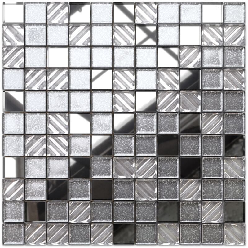 foto del prodotto mosaico in vetro su rete per bagno e cucina 30cm x 30cm moon light mirror