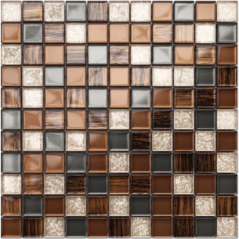 foto del prodotto mosaico in vetro su rete per bagno e cucina 30cm x 30cm old school