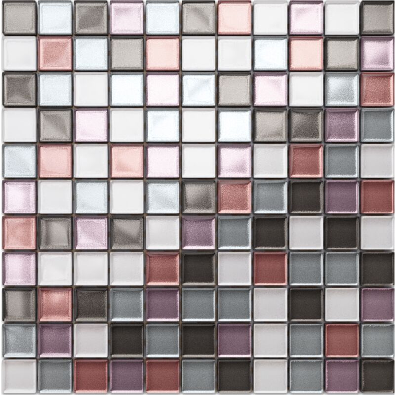 foto del prodotto mosaico in vetro su rete per bagno e cucina 30cm x 30cm pink floyd