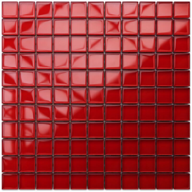 foto del prodotto mosaico in vetro su rete per bagno e cucina 30cm x 30cm - pure red