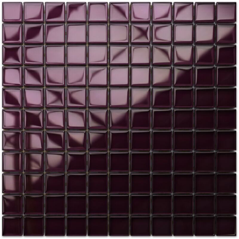 foto del prodotto mosaico in vetro su rete per bagno e cucina 30cm x 30cm purple eggplant