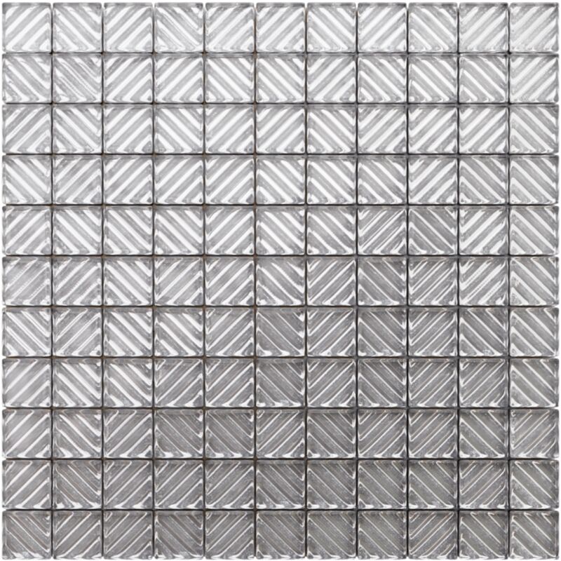 foto del prodotto mosaico in vetro su rete per bagno e cucina 30cm x 30cm silver labirynth