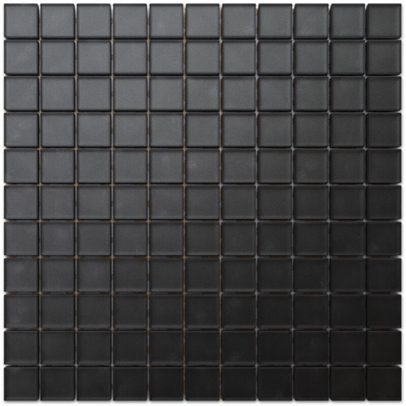 foto del prodotto mosaico in vetro su rete per bagno e cucina 30cm x 30cm velvet black