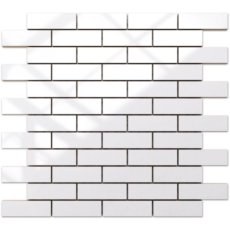 foto del prodotto mosaico su rete in ceramica per bagno o cucina 33.4 cm x 29.8 cm white brick