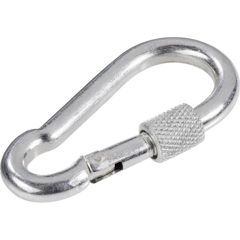 foto del prodotto moschettone con ghiera di sicurezza a vite toolcraft 486760 l x l 90 mm x 9 mm