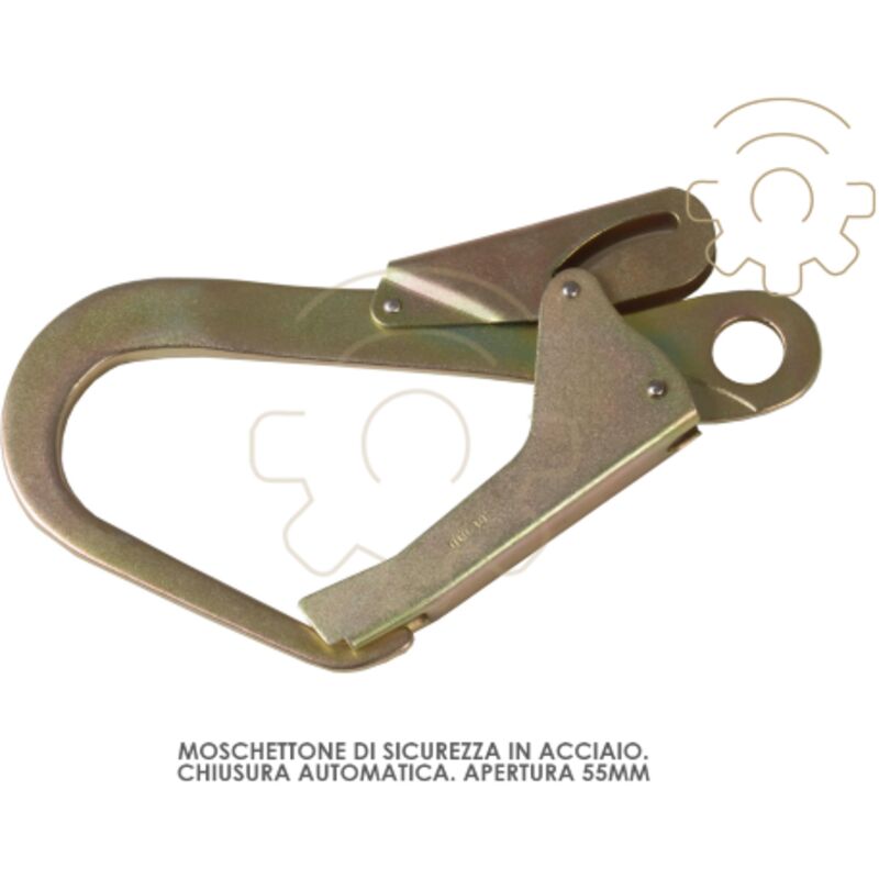 foto del prodotto moschettone sicurezza acciaio chiusura automatica apertura mm.55 norma ce en362