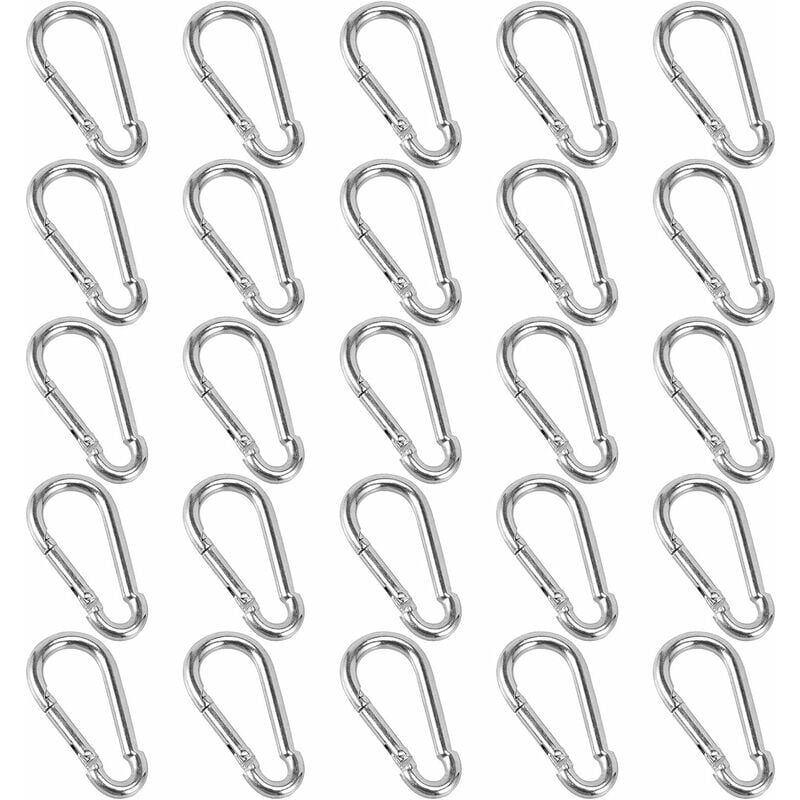 foto del prodotto moschettoni da 25 pezzi, moschettone piccolo 40 x 4 mm, moschettone portachiavi per zaini, guinzagli per cani, campeggio, pesca, viaggi 