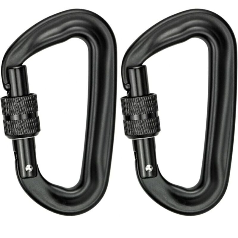 foto del prodotto moschettoni da arrampicata in alluminio ad alta resistenza confezione da 2 , 12 kn 1200 kg , moschettoni con chiusura ad anello a d per yoga,