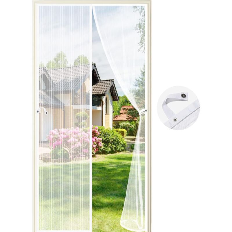 foto del prodotto mosquito net door, 90 x 210cm magnetic fly door curtain automatic closing insect repellent mosquito net for balcony doors, living room, assembly by