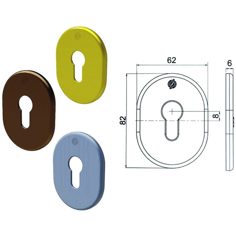 foto del prodotto mostrina interna esterna cilindro europeo serie t mm.62x82x6 ottone cromo satinato 4302kcs 