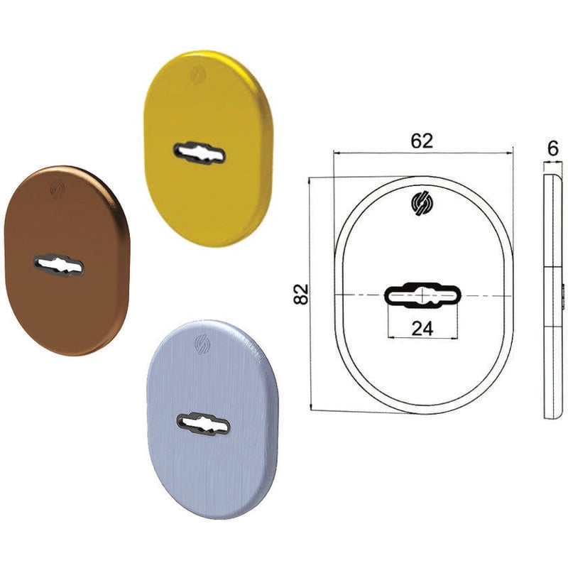 foto del prodotto mostrina interna esterna doppia mappa serie t mm.62x82x6 allu. anodizzato bronzato 4301kf4 