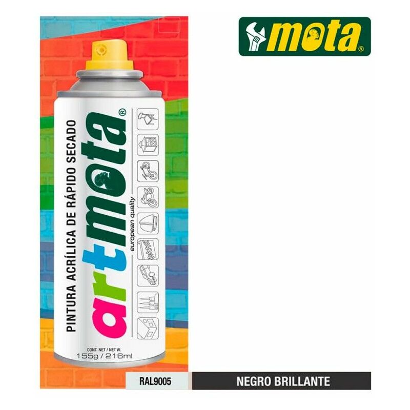 foto del prodotto mota herramientas spray nero lucido ral9005 216ml la01 mota