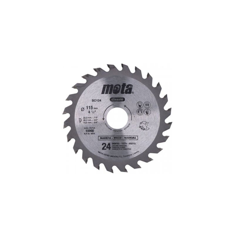 foto del prodotto mota lama per sega al tungsteno per taglio legno per radiale 115mm 24th sc124