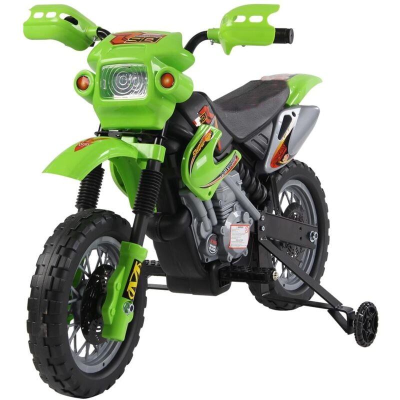 foto del prodotto moto cross elettrica per bambini 6v con rotelle verde