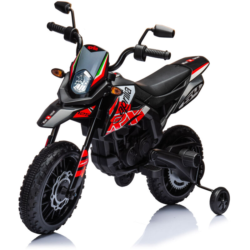foto del prodotto moto elettrica per bambini 12v con licenza aprilia rx 125 motocross rossa