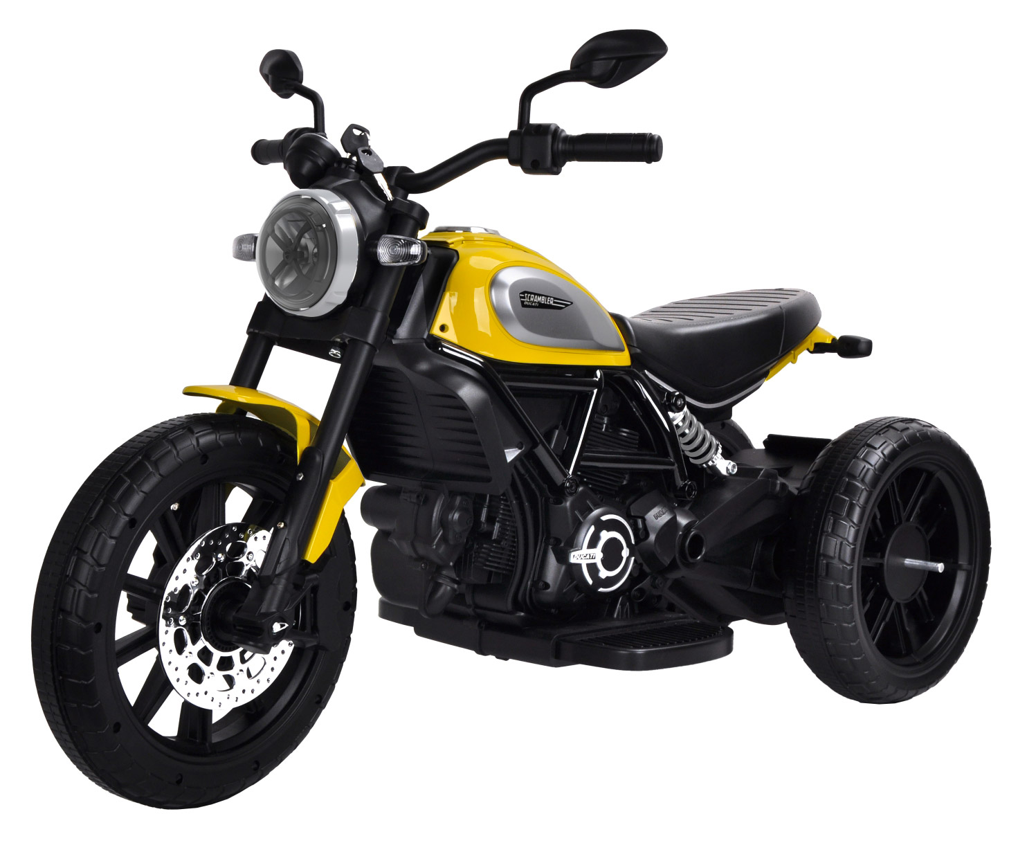 foto del prodotto moto elettrica per bambini 12v ducati scrambler icon gialla