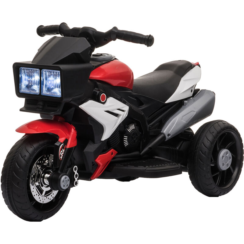 foto del prodotto moto elettrica per bambini 3 5 anni luci suoni 3 ruote da 25w rosso homcom