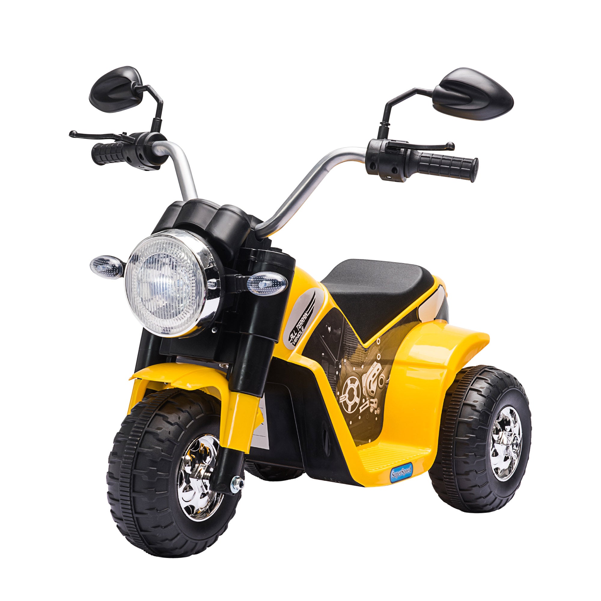 foto del prodotto moto elettrica per bambini 6v 3 ruote gialla